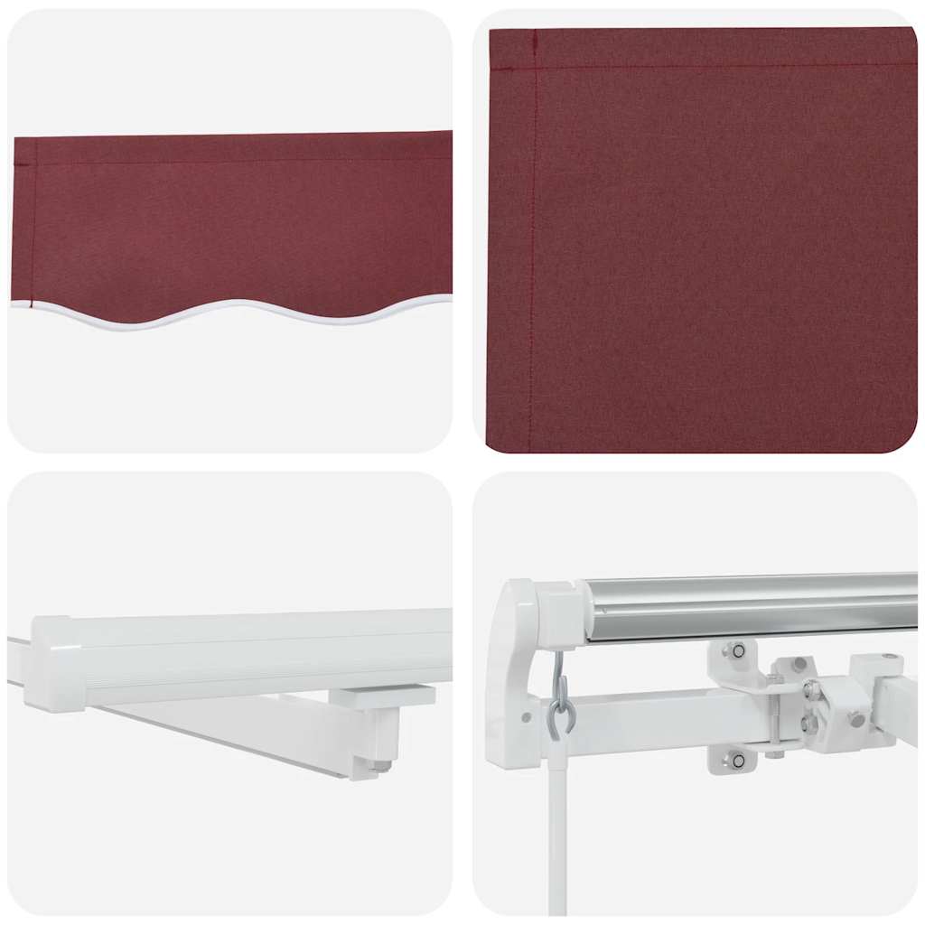 Tenda da Sole Retrattile Manuale con LED Bordò 400x300 cm | homemem39