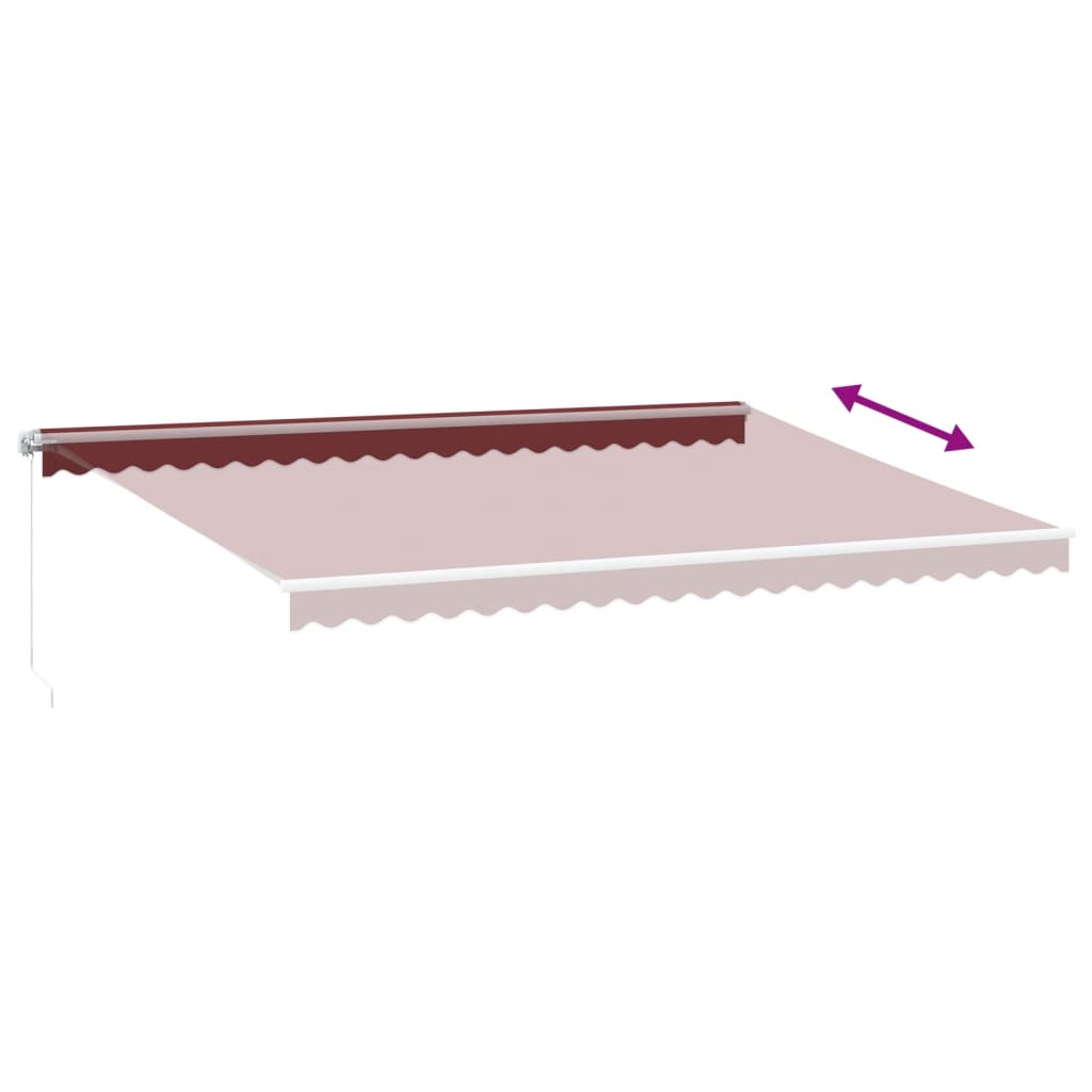 Tenda da Sole Retrattile Manuale con LED Bordò 500x350 cm | homemem39