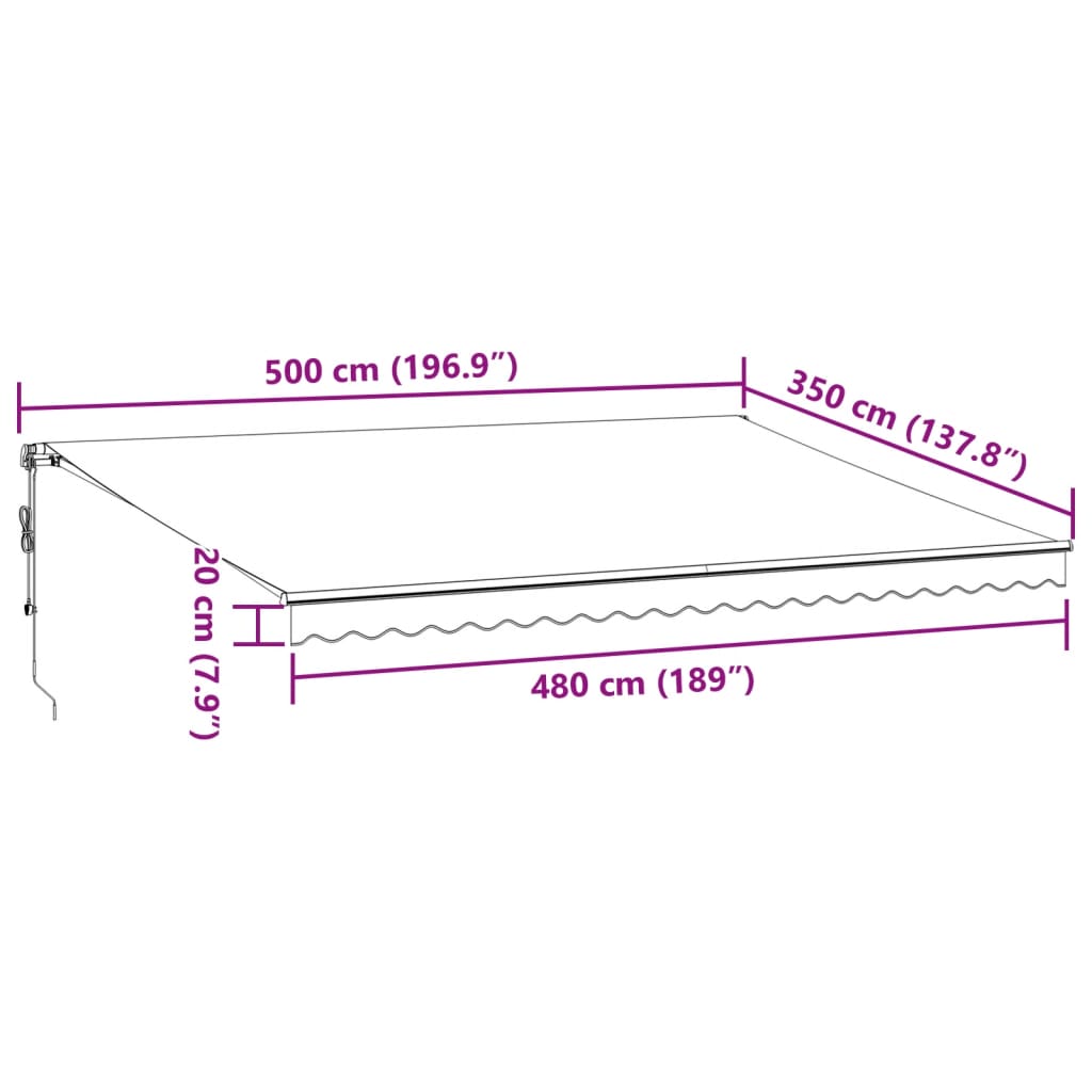 Tenda da Sole Retrattile Automatica Bordò 500x350 cm | homemem39