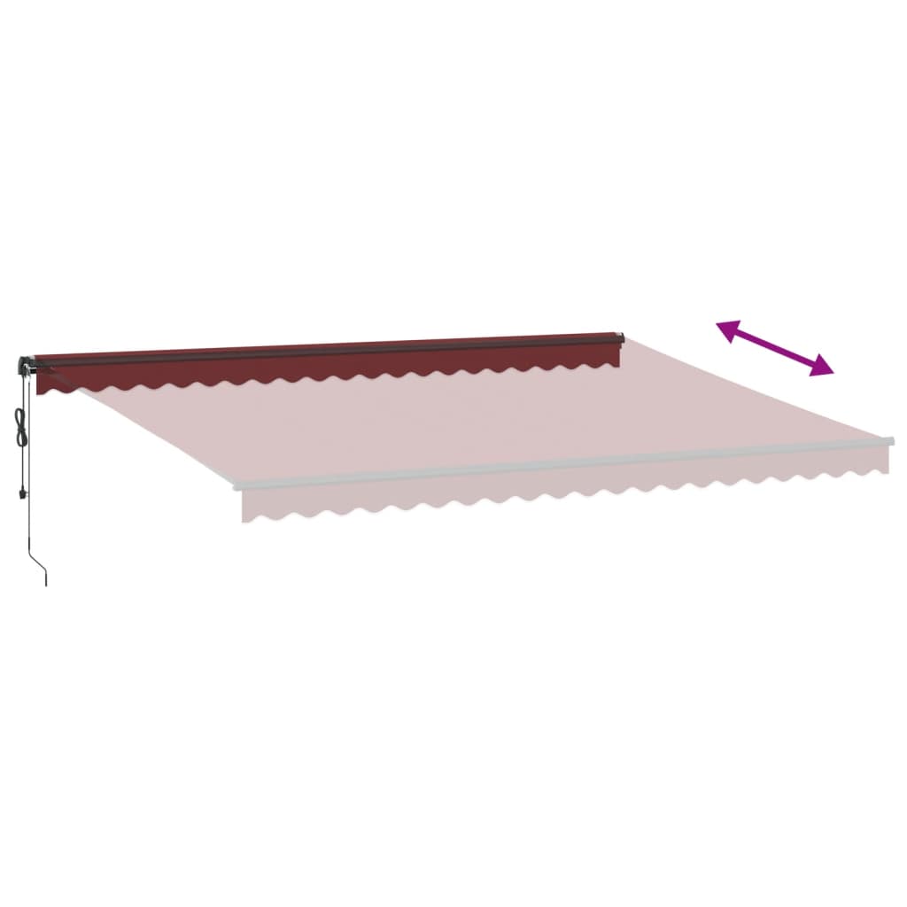 Tenda da Sole Retrattile Automatica con LED Bordò 500x350 cm | homemem39