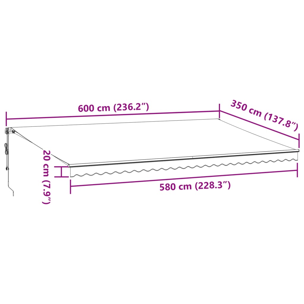 Tenda da Sole Retrattile Automatica Bordò 600x350 cm | homemem39