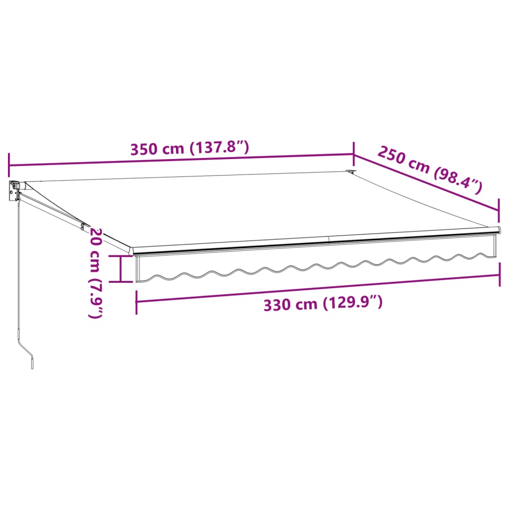 Tenda da Sole Retrattile Manuale Bordò 350x250 cm | homemem39