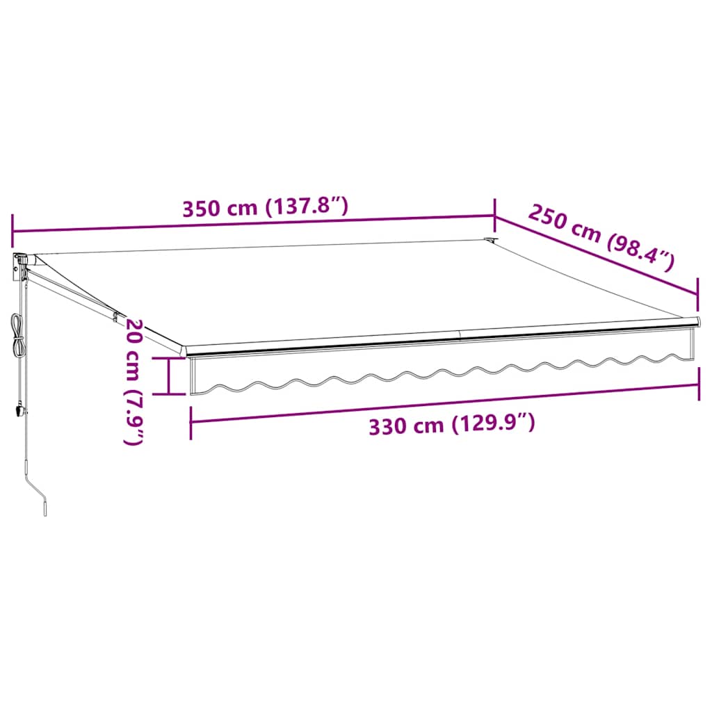 Tenda da Sole Retrattile Automatica Bordò 350x250 cm