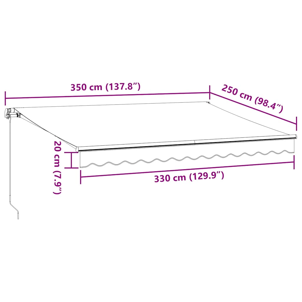 Tenda Retrattile Manuale con LED 350x250 cm Marrone | homemem39