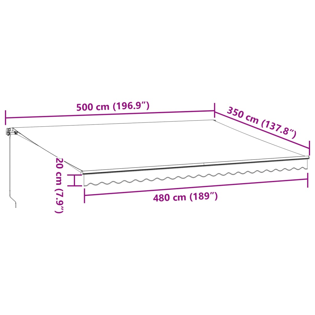 Tenda da Sole Retrattile Manuale con LED Marrone 500x350 cm | homemem39