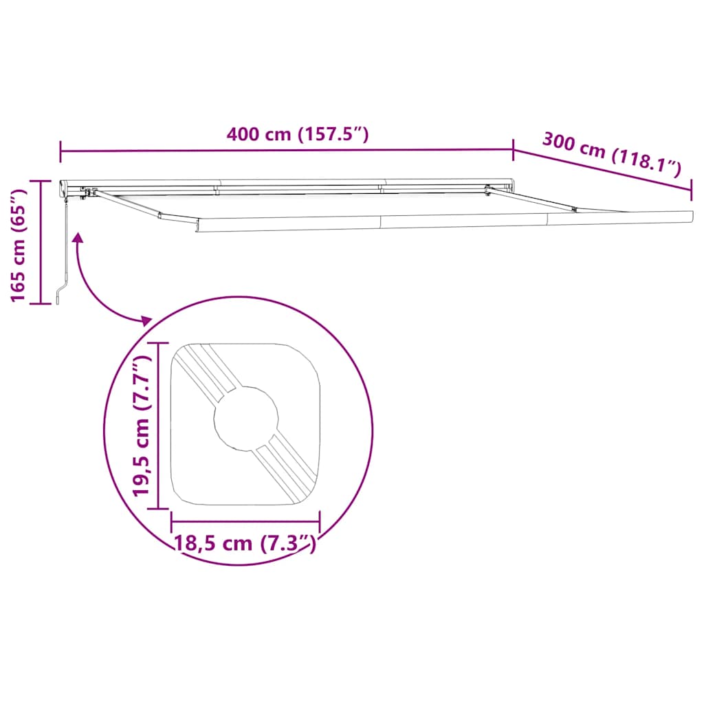 Tenda Sole Retrattile Manuale 400x300 cm Marrone | homemem39