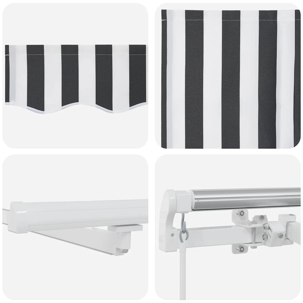Tenda Retrattile Manuale con LED Antracite e Bianco 400x300 cm | homemem39
