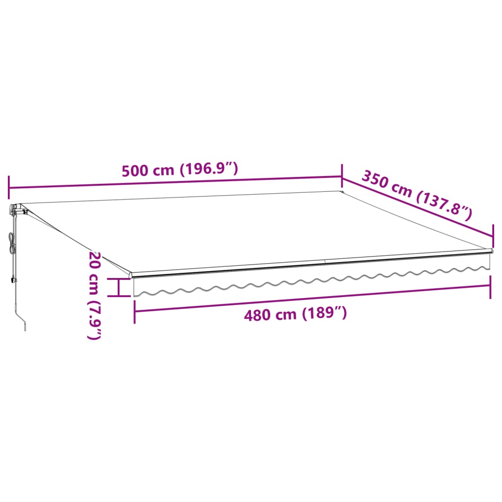 Tenda Sole Retrattile Automatica 500x350 cm Antracite e Bianco | homemem39