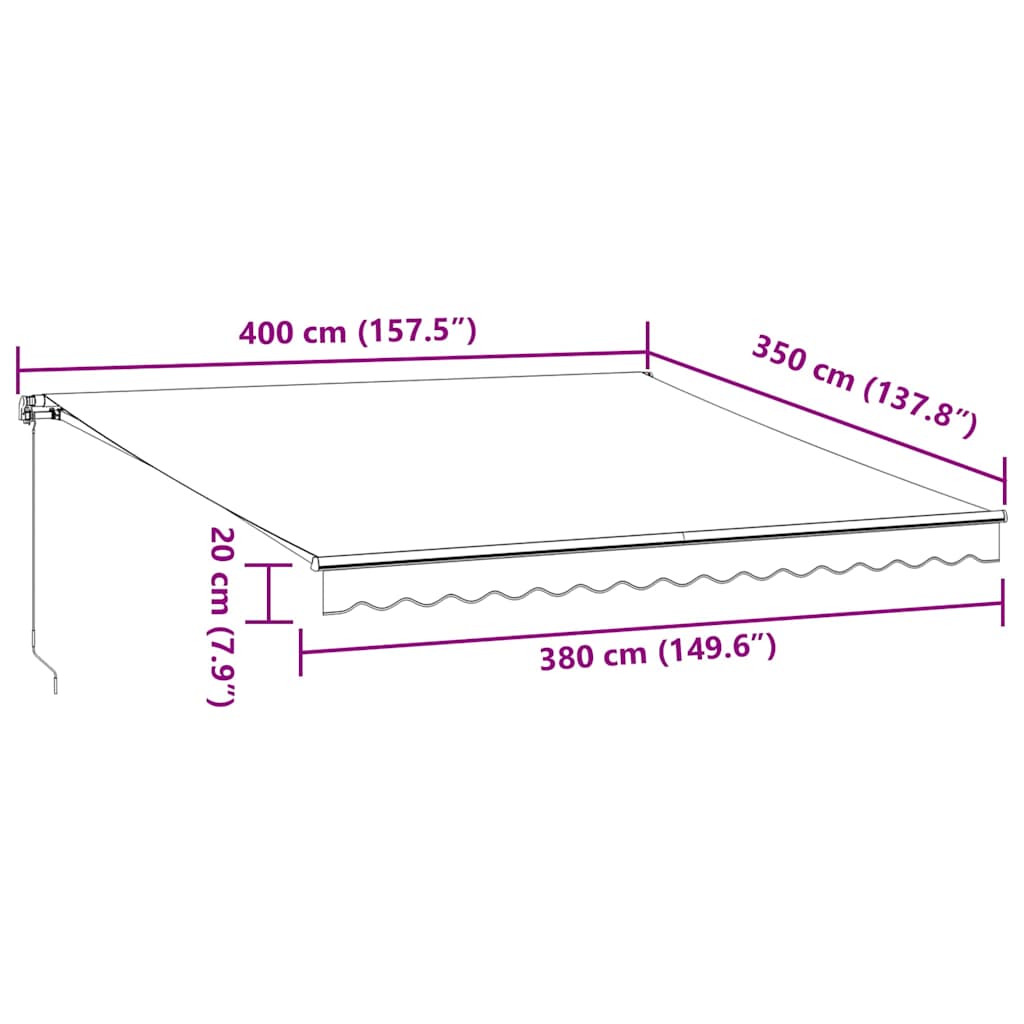 Tenda da Sole Retrattile Manuale Antracite e Bianco 400x350 cm | homemem39