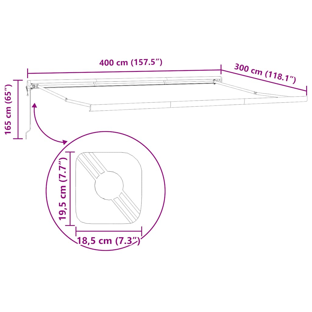 Tenda Retrattile Antracite e Bianca 4x3 m Tessuto e Alluminio