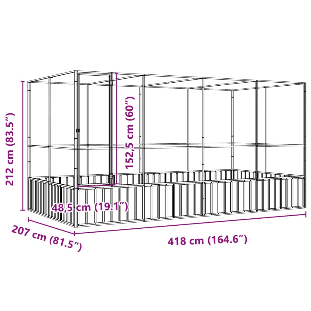 Voliera con Estensione Argento 418x207x212 cm Acciaio | homemem39