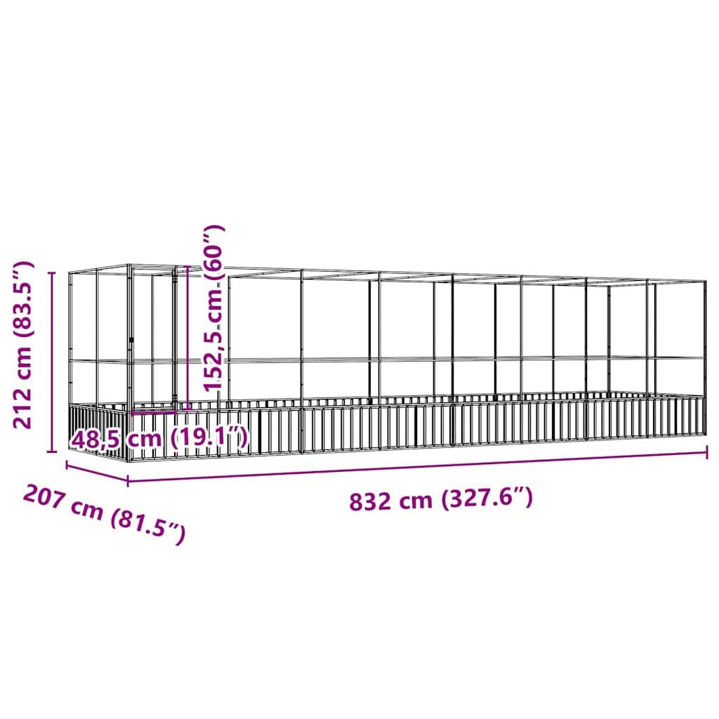 Voliera con Estensione Argento 832x207x212 cm in Acciaio | homemem39