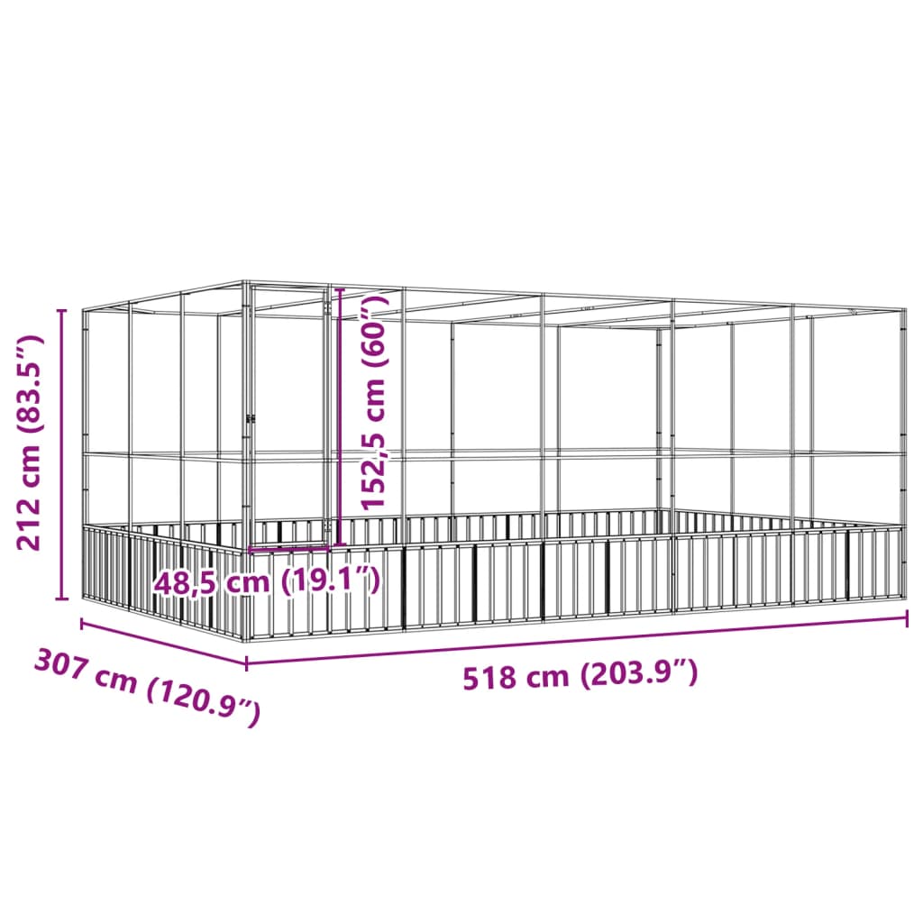Voliera con Estensione Argento 518x307x212 cm in Acciaio | homemem39