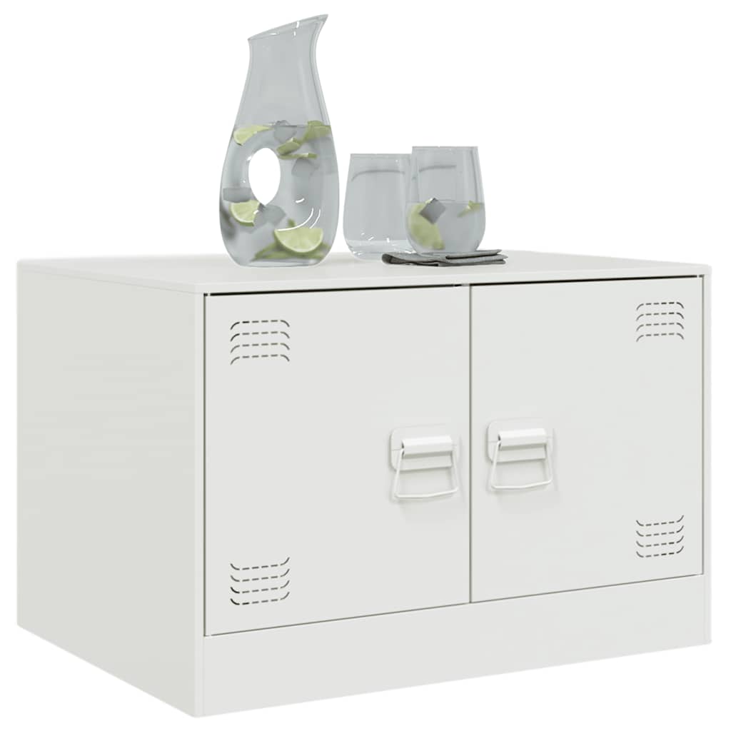 Tavolino da Salotto Bianco 67x50x44 cm in Acciaio