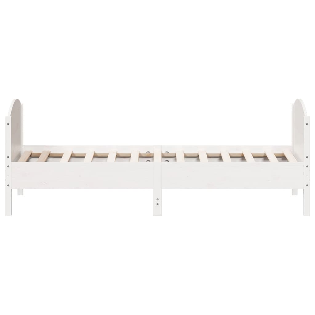 Letto senza Materasso Bianco 75x190 in Legno Massello di Pino - homemem39