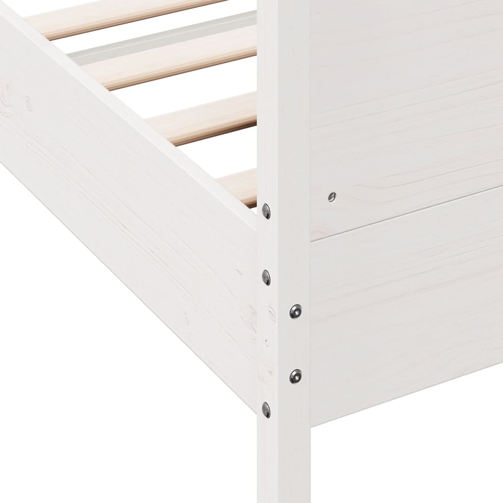 Letto senza Materasso Bianco 75x190 in Legno Massello di Pino - homemem39
