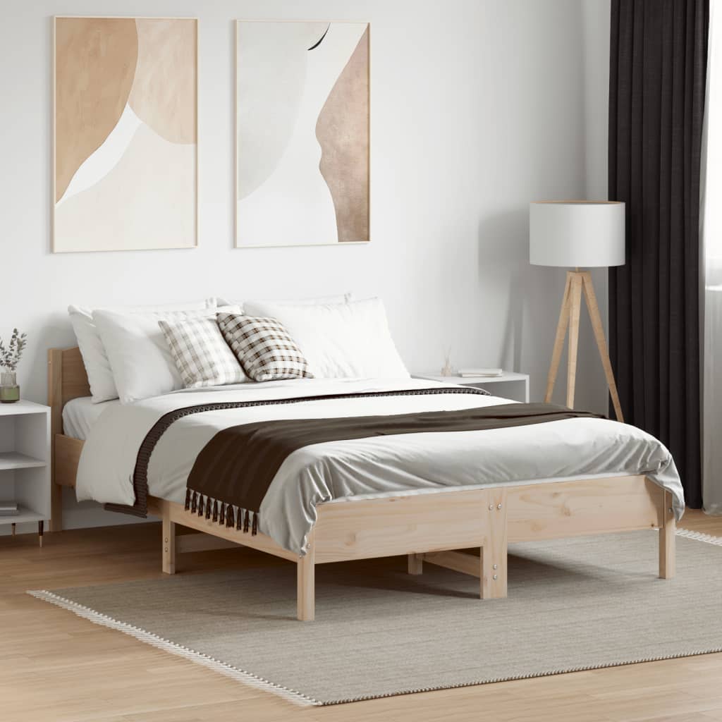Letto senza Materasso 140x190 cm in Legno Massello di Pino - homemem39