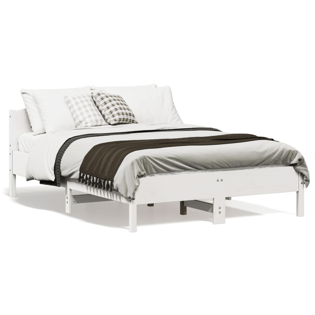 Letto senza Materasso Bianco 140x190 cm Legno Massello di Pino - homemem39