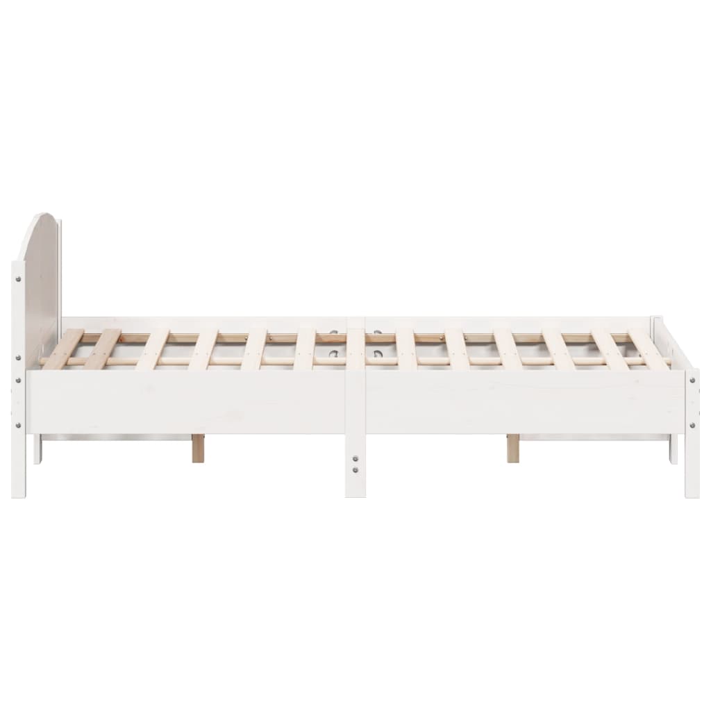 Letto senza Materasso Bianco 120x190 cm Legno Massello di Pino - homemem39