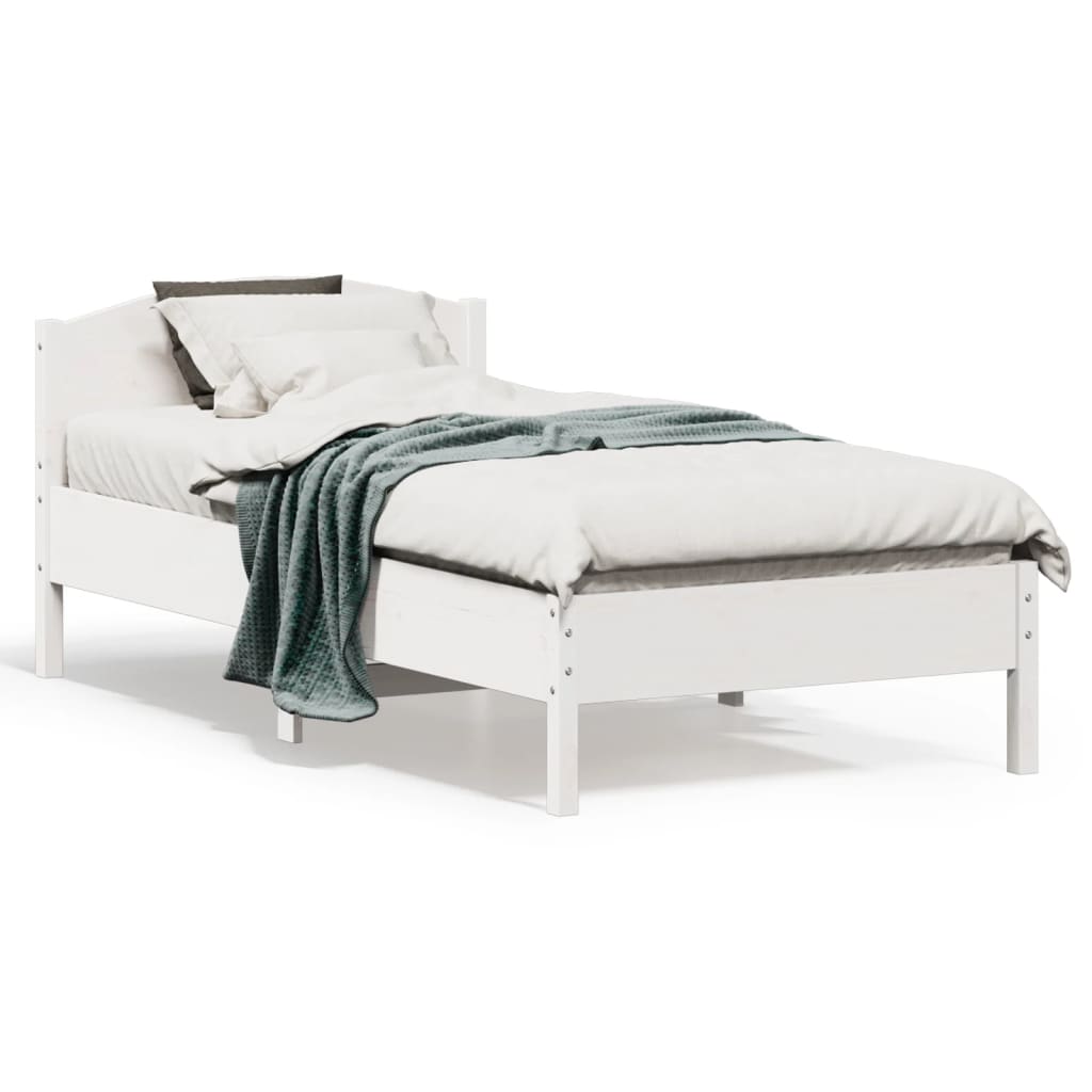 Letto senza Materasso Bianco 90x190 cm in Legno Massello Pino - homemem39