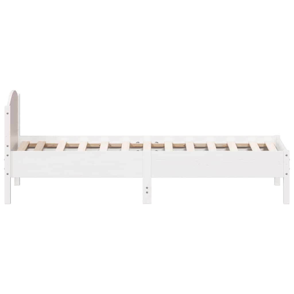 Letto senza Materasso Bianco 75x190 in Legno Massello di Pino - homemem39