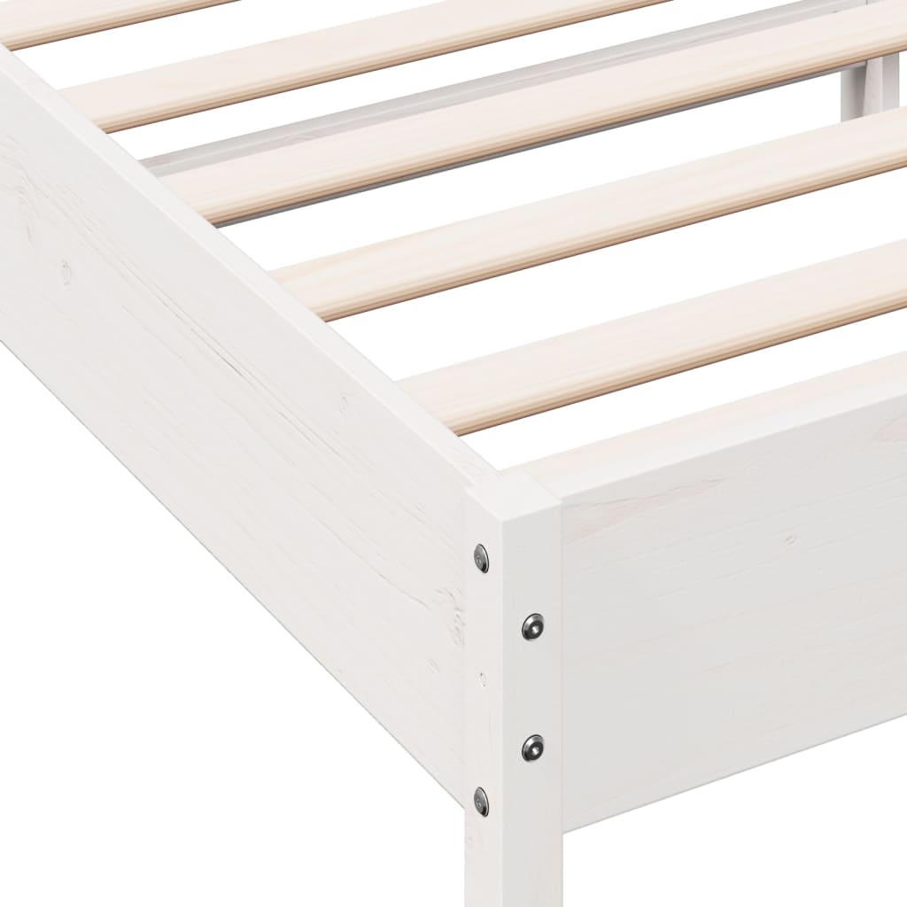 Letto senza Materasso Bianco 75x190 in Legno Massello di Pino - homemem39