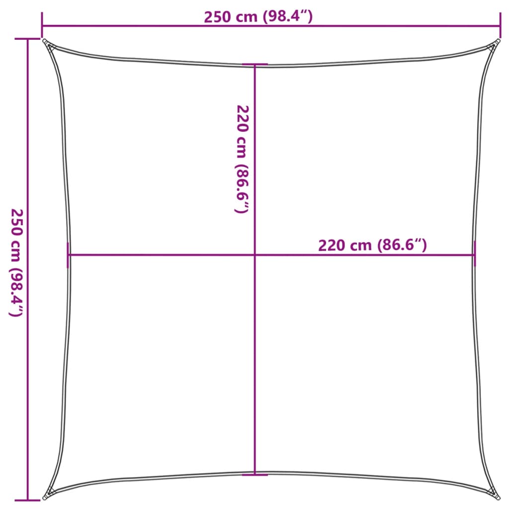 Vela Parasole Grigio Chiaro 2,5x2,5 m 100% Poliestere Oxford | homemem39