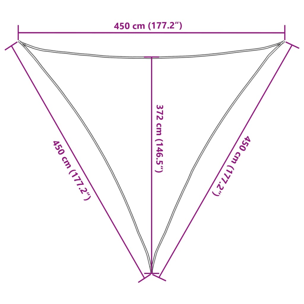 Vela Parasole Grigio Chiaro 4,5x4,5x4,5m 100% Poliestere Oxford | homemem39