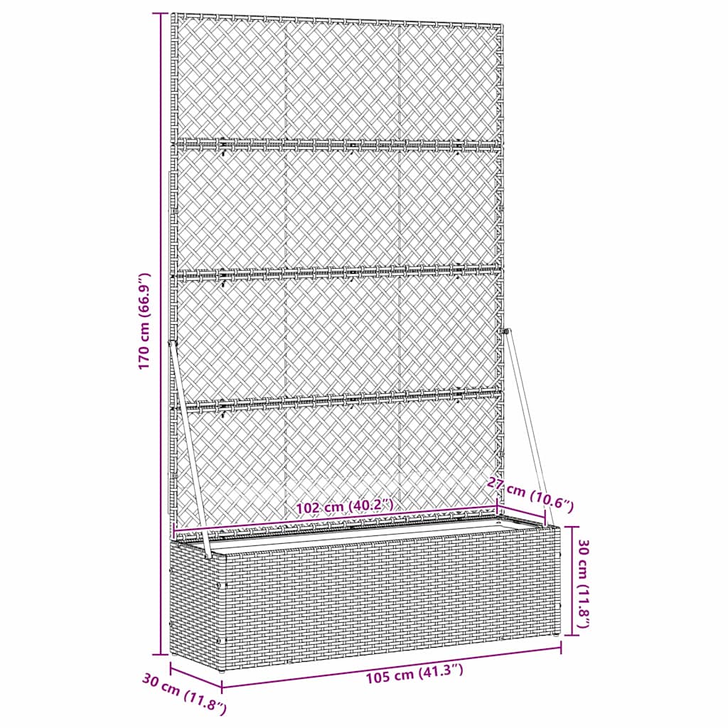 Fioriera Grigio 105 x 30 x 170 cm Metallo - homemem39