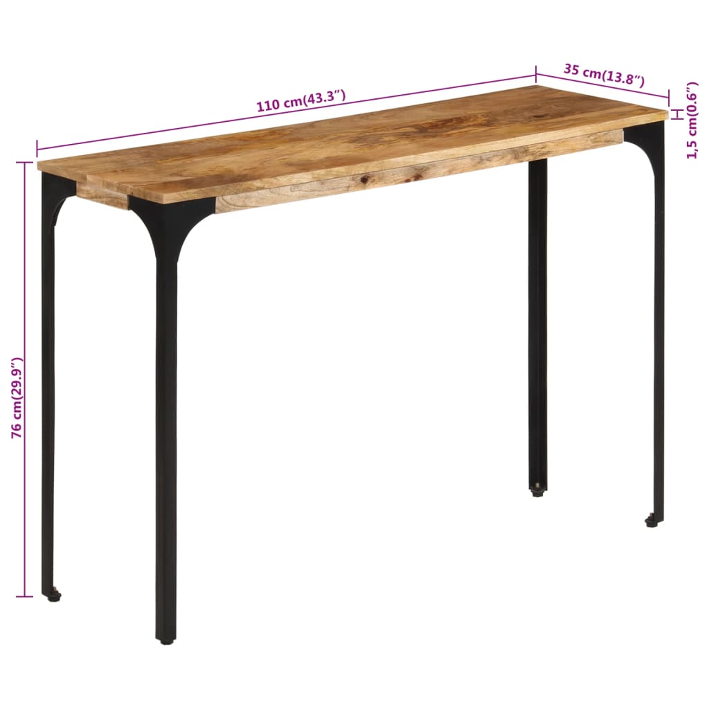 Tavolo Consolle Marrone 110x35x76 cm Massello Mango e Ferro - homemem39