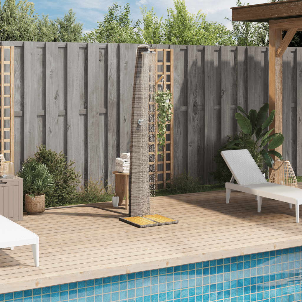 Doccia da Esterno Grigia 55x60x224 cm Polyrattan e Legno Acacia - homemem39
