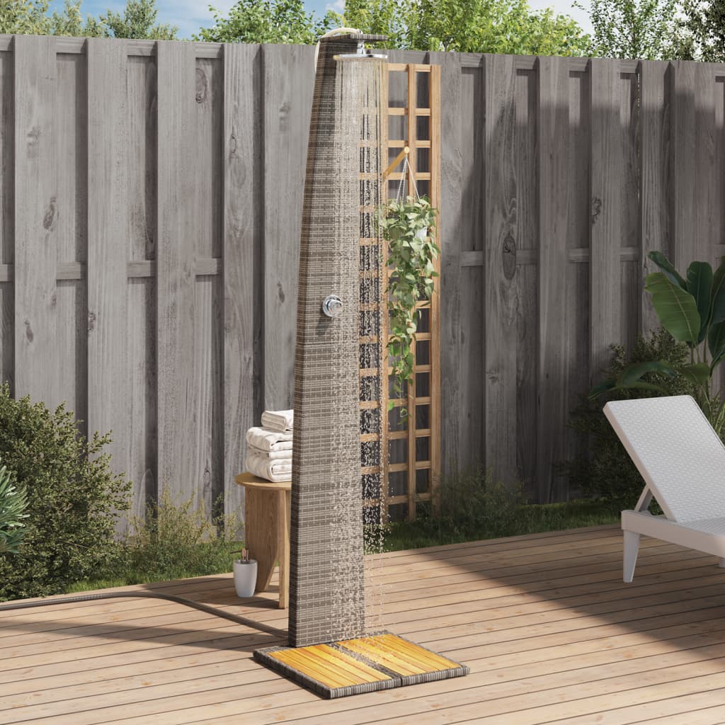 Doccia da Esterno Grigia 55x60x224 cm Polyrattan e Legno Acacia - homemem39