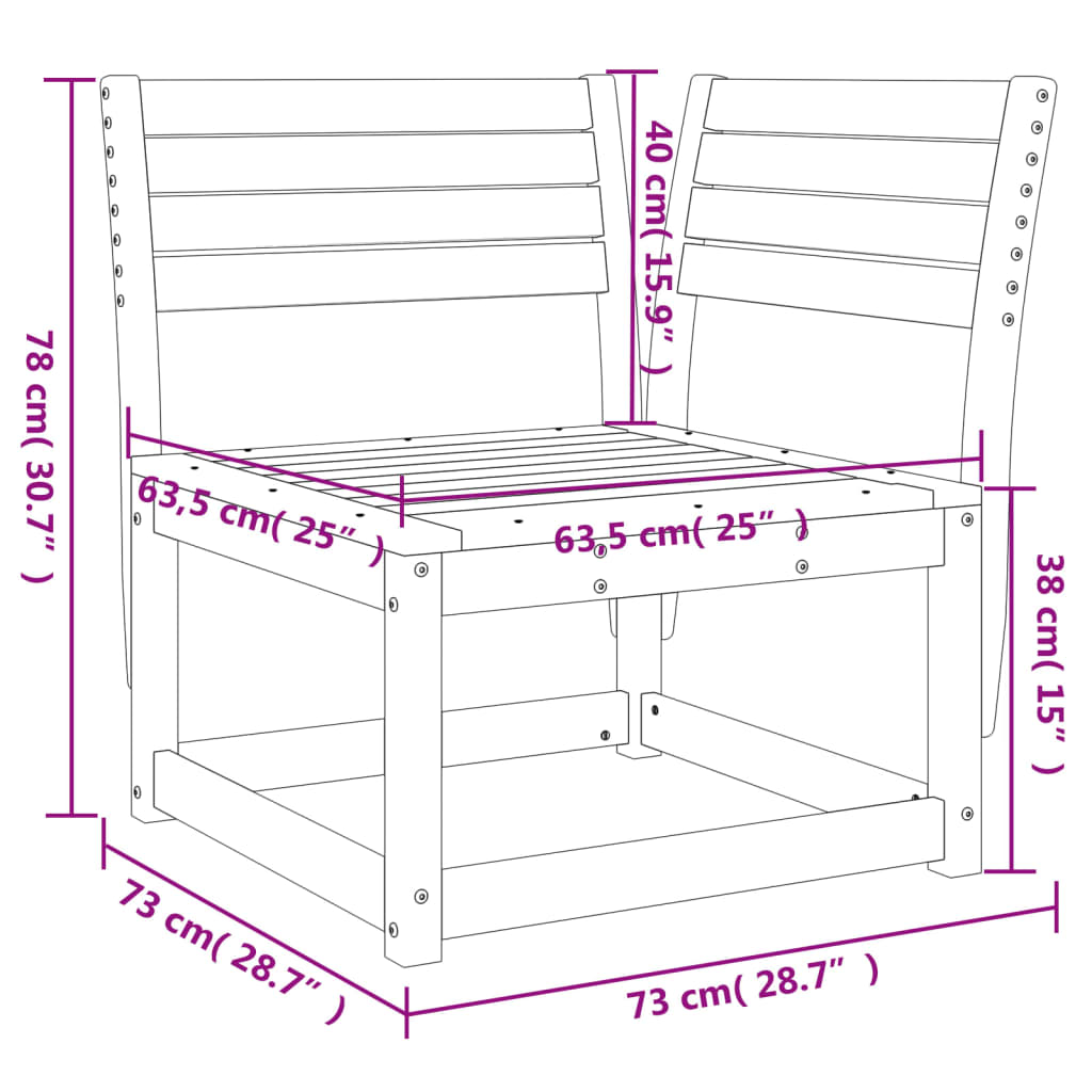 Divano Angolare Giardino Bianco 73x73x78 cm Legno Massello Pino | homemem39