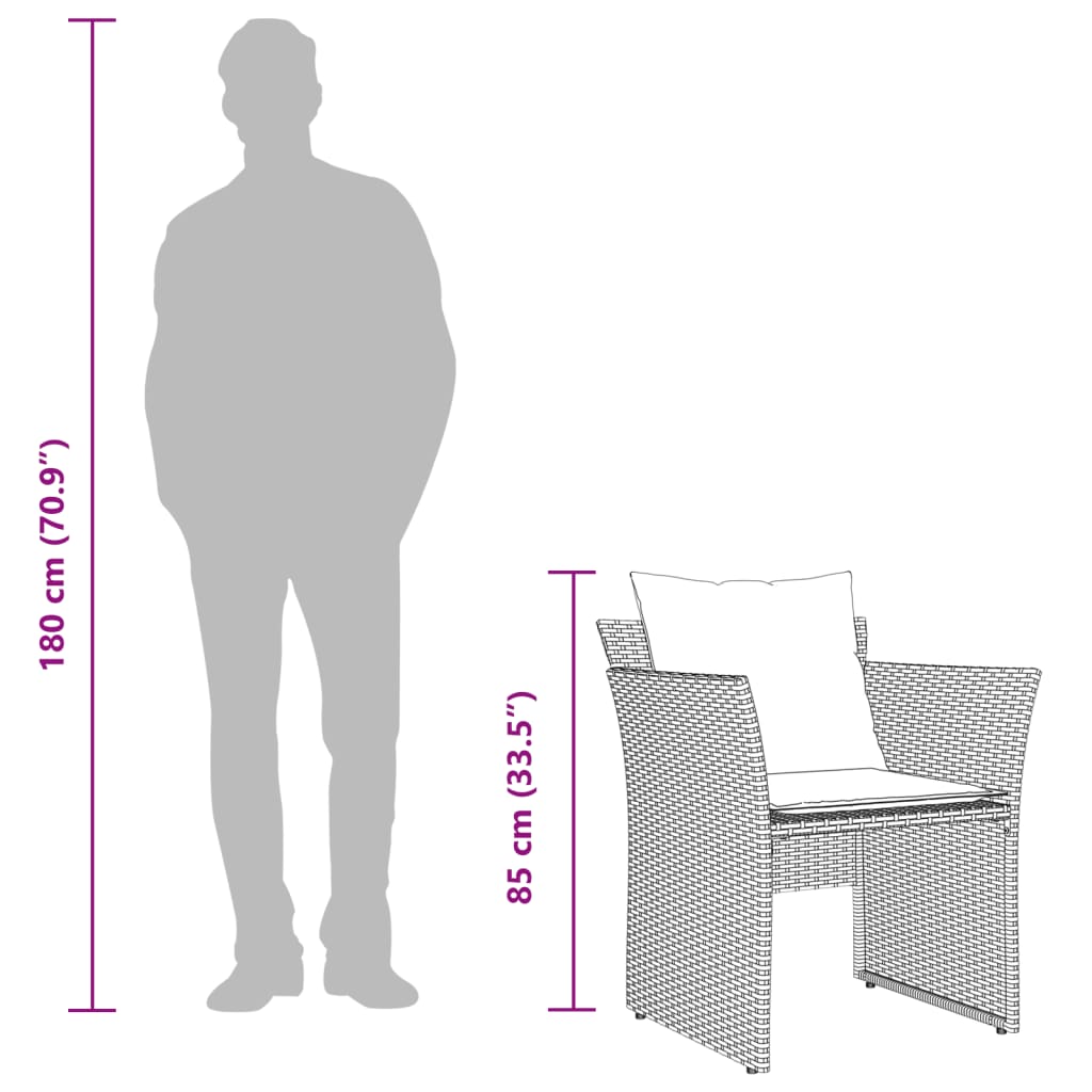 Sedia da Giardino con Poggiapiedi in Polyrattan Marrone | homemem39