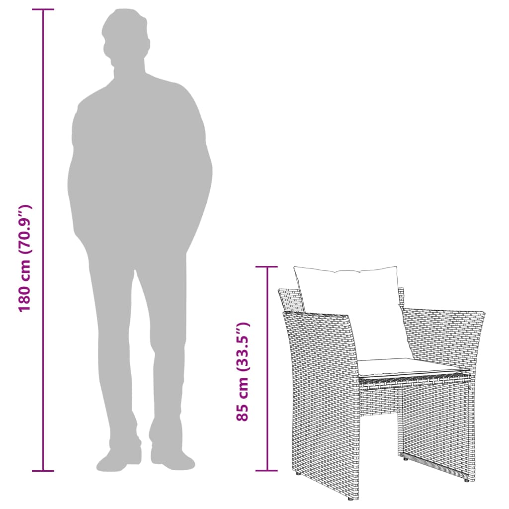 Sedia da Giardino con Poggiapiedi in Polyrattan Beige | homemem39