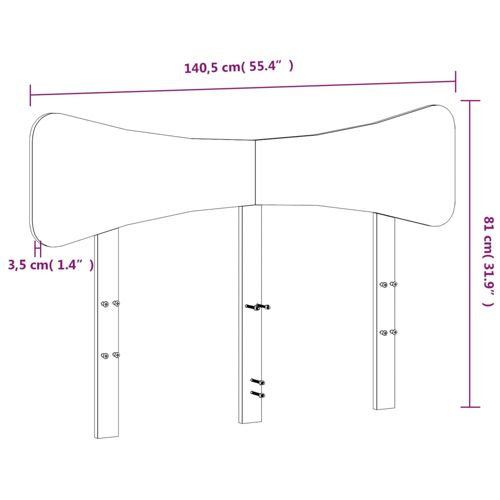 Testiera Marrone Cera 135 cm in Legno Massello di Pino | homemem39