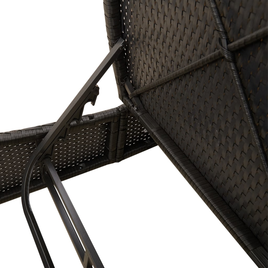 Lettino Prendisole Doppio con Cuscini Nero in Polyrattan - homemem39