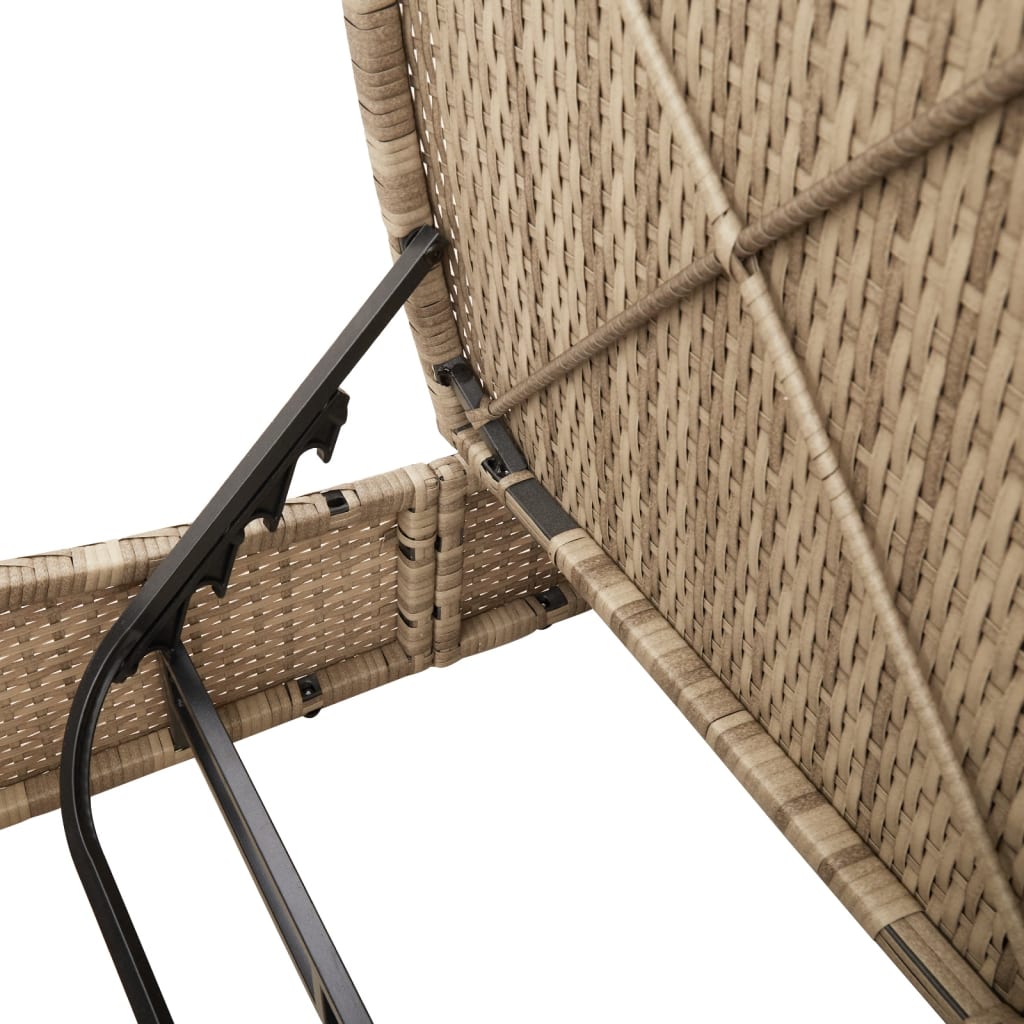 Lettino Prendisole con Cuscini Beige in Polyrattan - homemem39