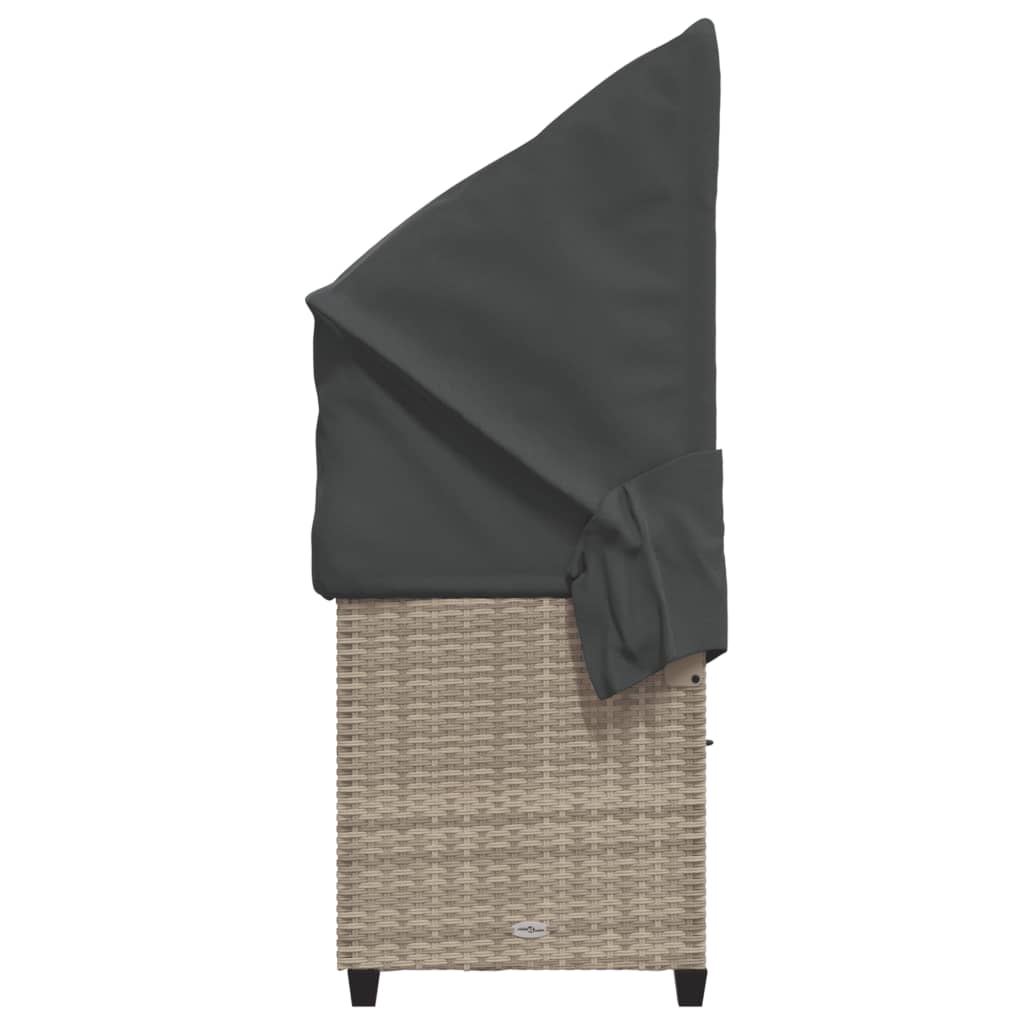 Lettino con Baldacchino e Cuscini Grigio Chiaro in Polyrattan - homemem39