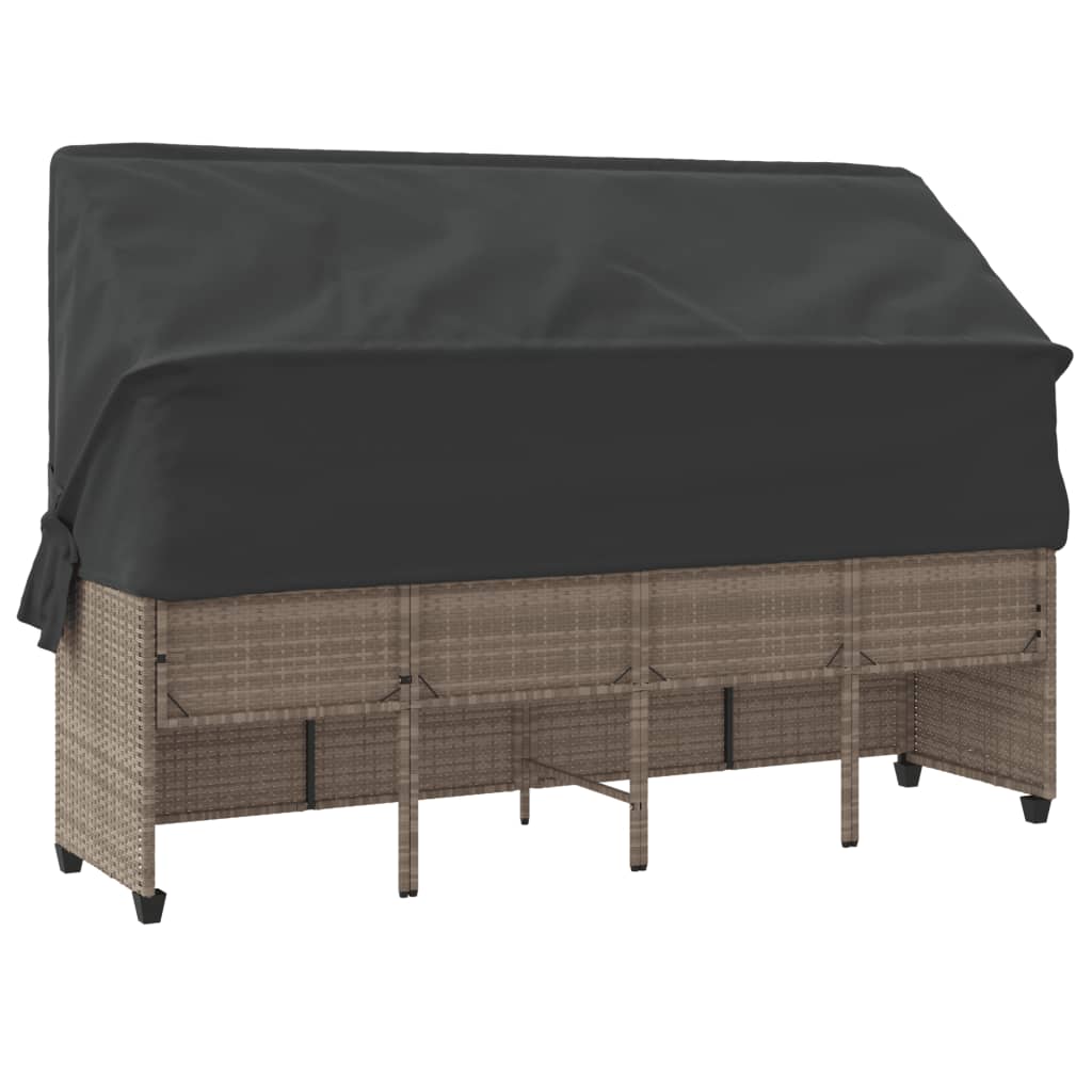 Lettino con Baldacchino e Cuscini Grigio Chiaro in Polyrattan - homemem39