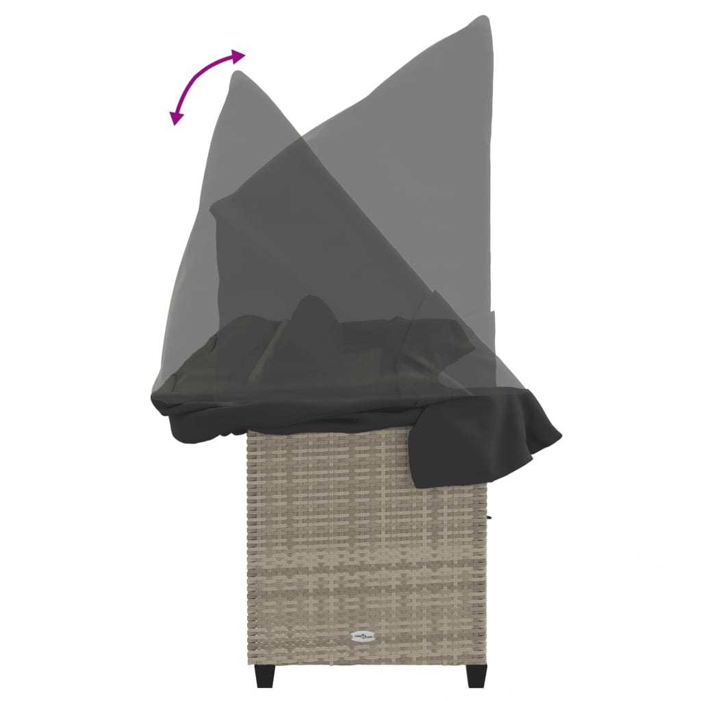 Lettino con Baldacchino e Cuscini Grigio Chiaro in Polyrattan - homemem39