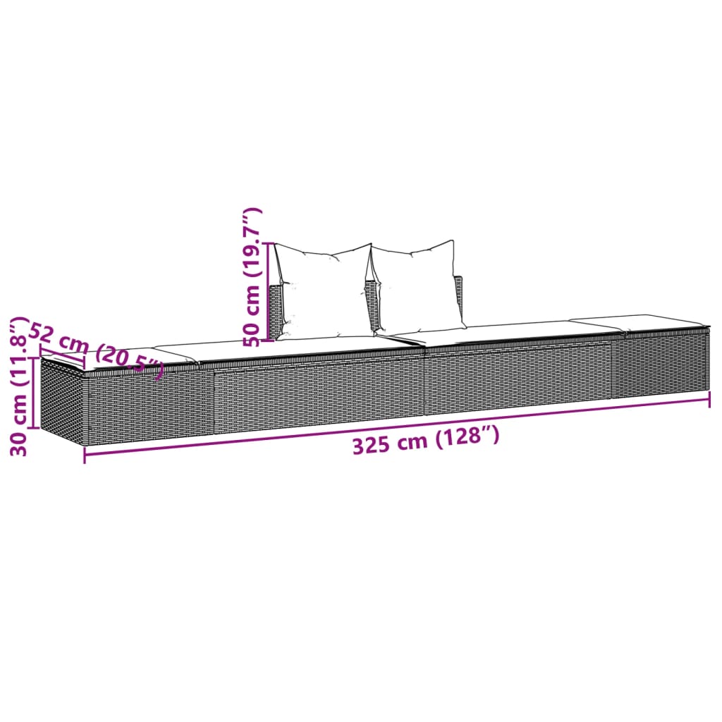 Lettino Prendisole Doppio con Cuscini Grigio Chiaro Polyrattan - homemem39