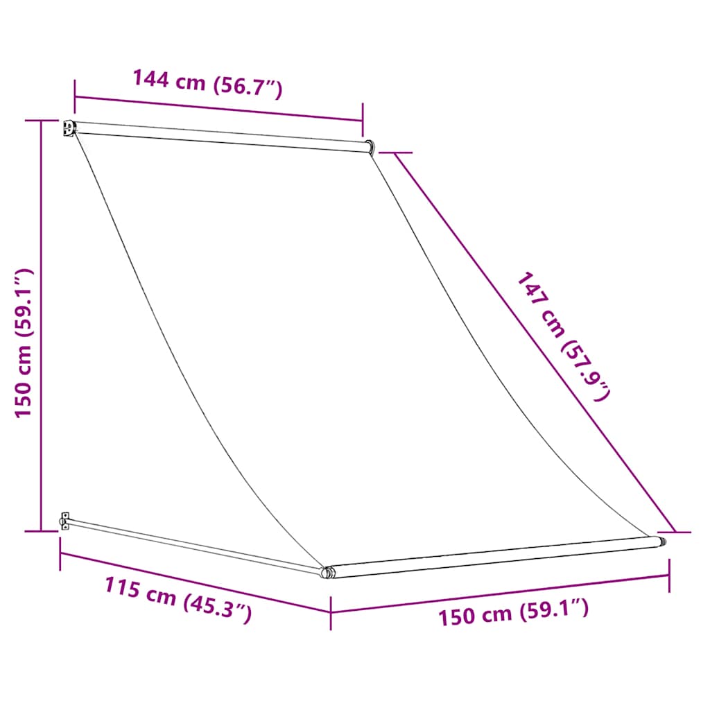 Tenda da Sole Retrattile Antracite 150x150 cm Tessuto e Acciaio | homemem39