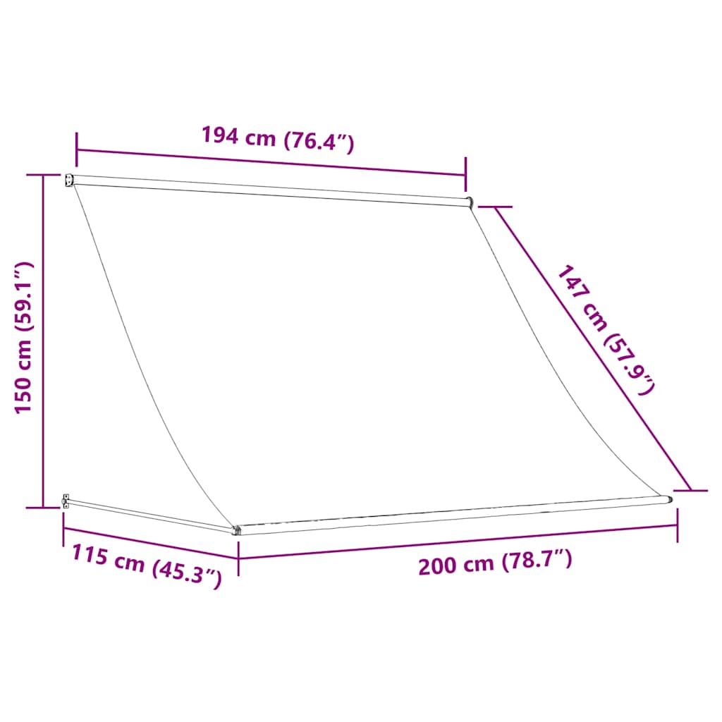 Tenda da Sole Retrattile Antracite 200x150 cm Tessuto e Acciaio | homemem39