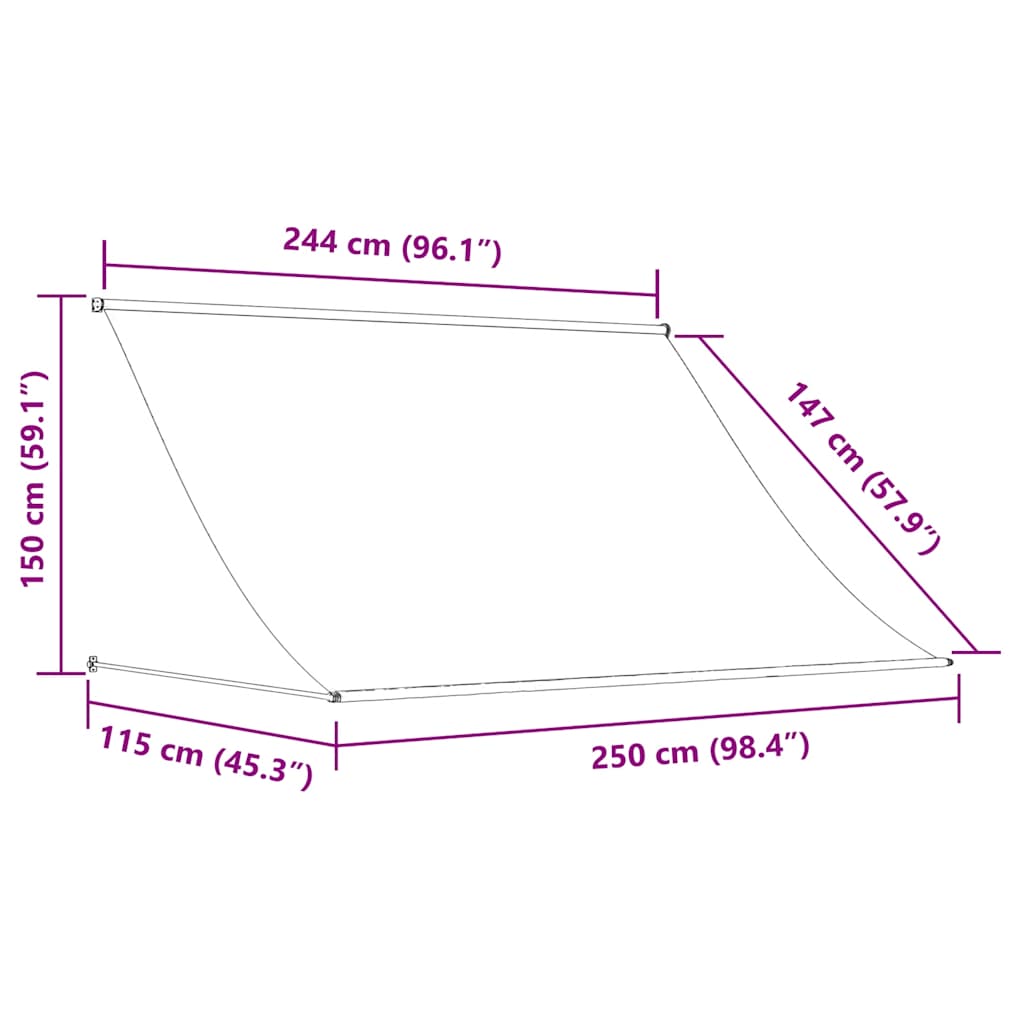 Tenda da Sole Retrattile Antracite 250x150 cm Tessuto e Acciaio | homemem39