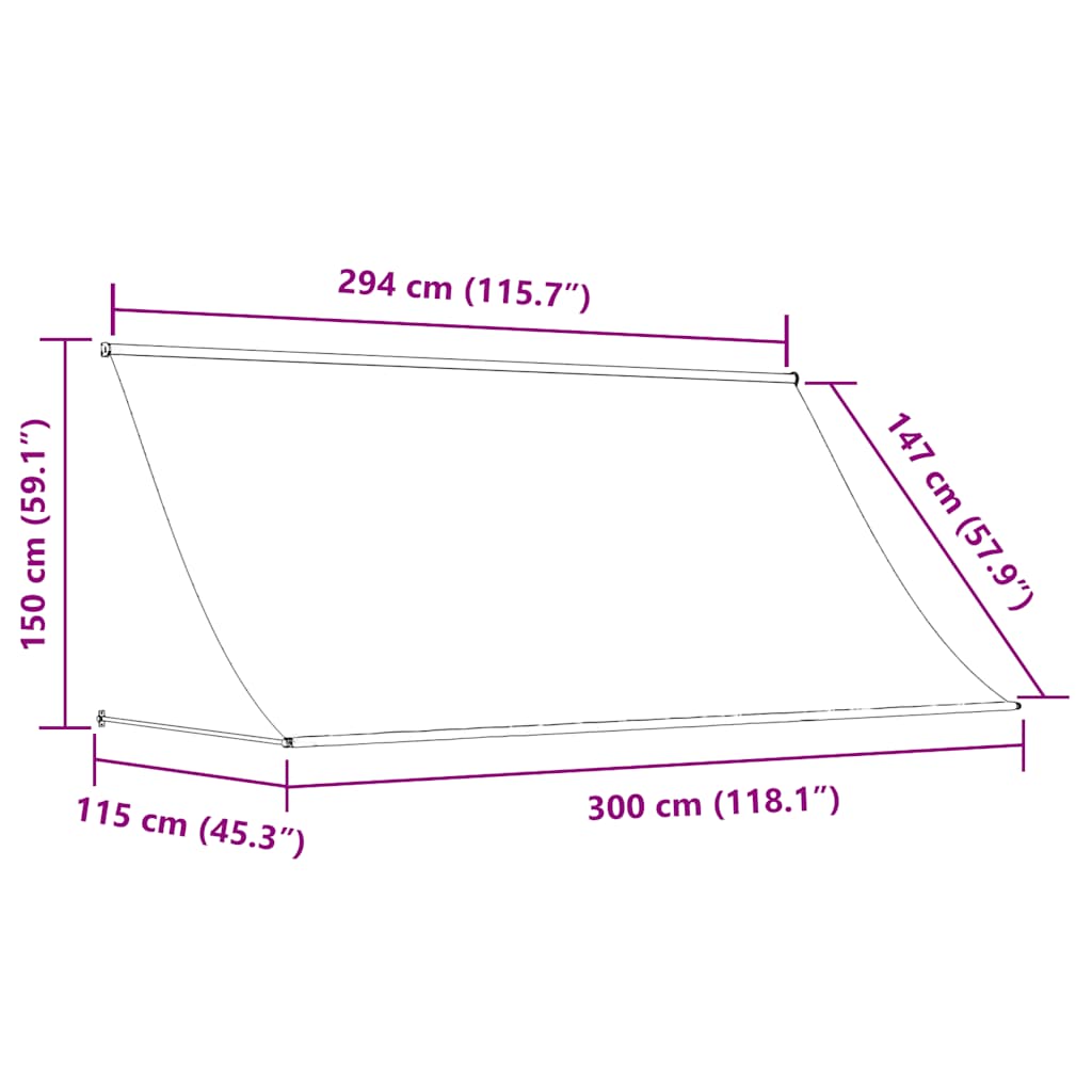 Tenda da Sole Retrattile Crema 300x150 cm in Tessuto e Acciaio | homemem39