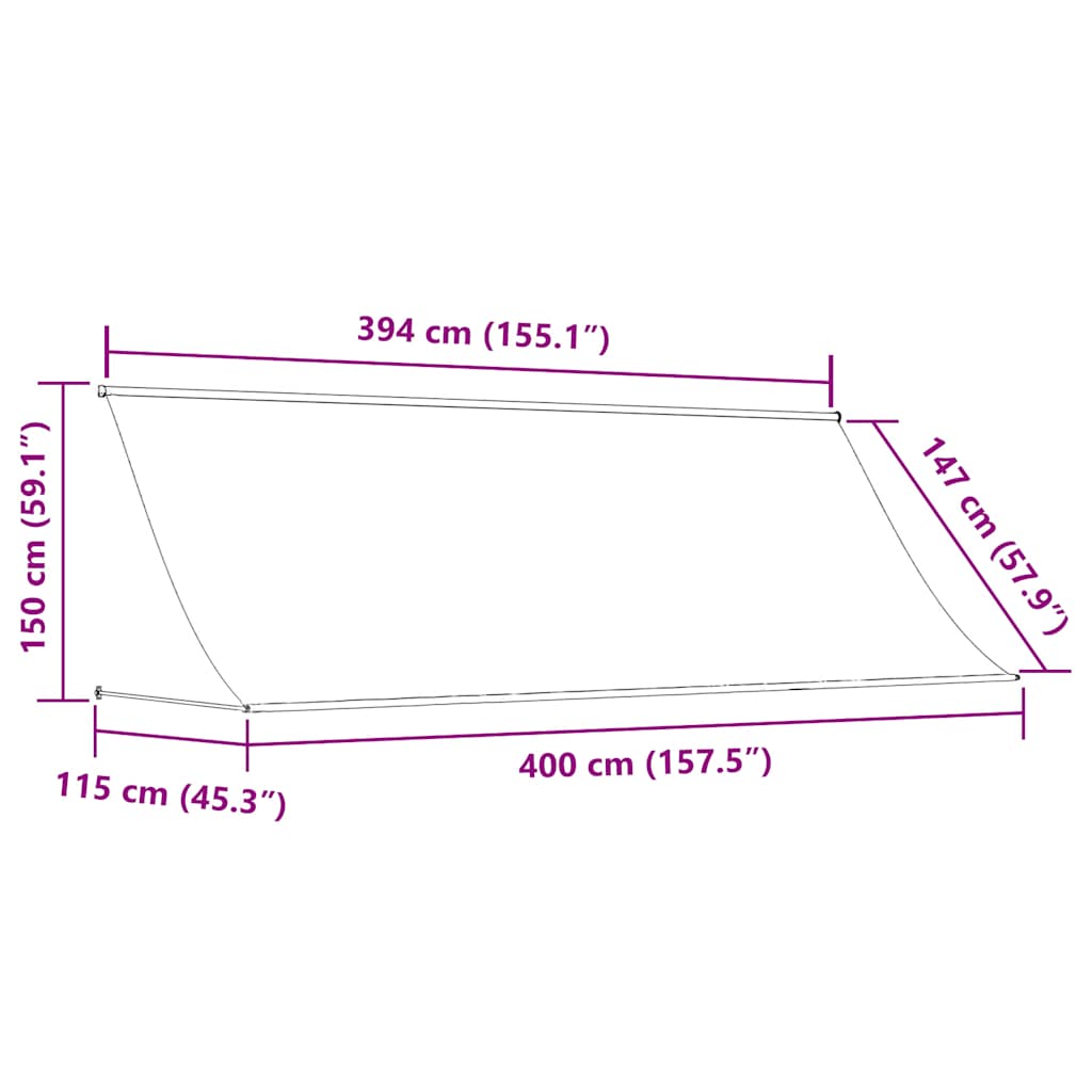Tenda da Sole Retrattile Crema 400x150 cm in Tessuto e Acciaio | homemem39