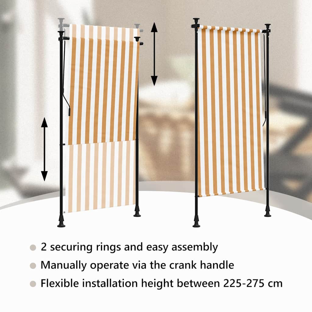 Tenda a Rullo Esterno Arancio Bianca 120x270 cm Tessuto Acciaio | homemem39
