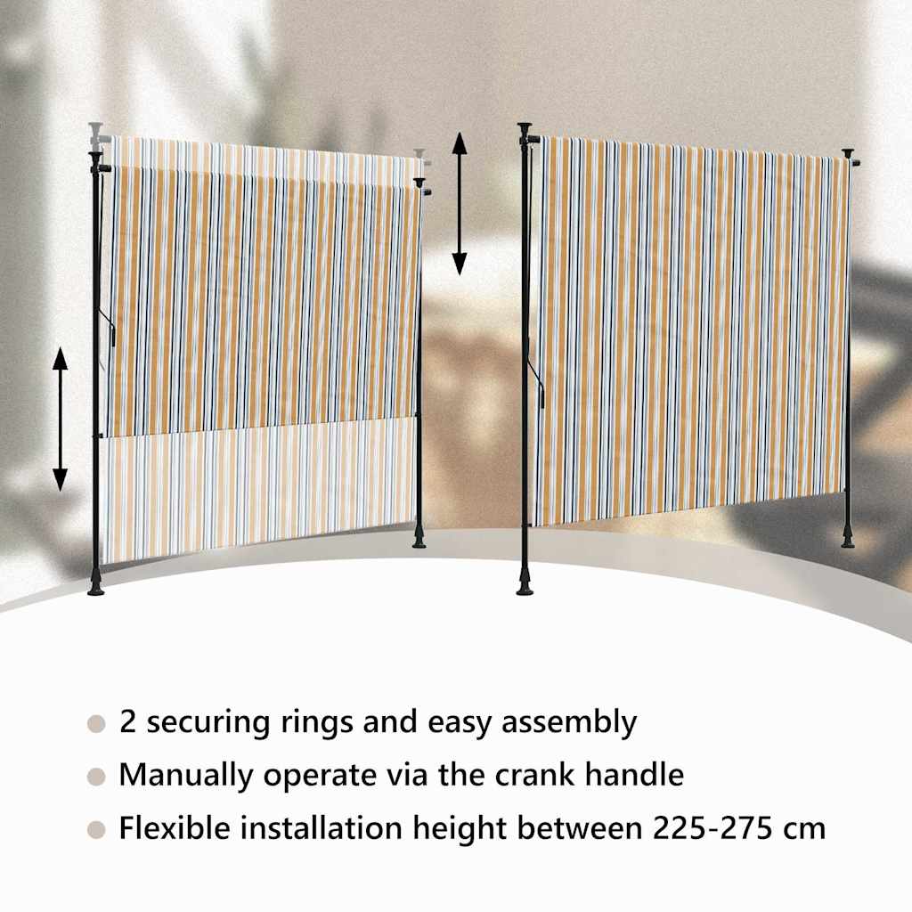 Tenda a Rullo Esterno Gialla e Bianca 150x270cm Tessuto Acciaio | homemem39