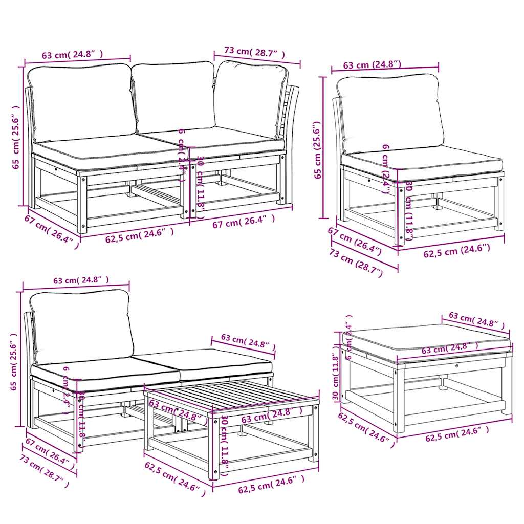 Set Salotto da Giardino 11 pz con Cuscini Legno Massello Acacia - homemem39
